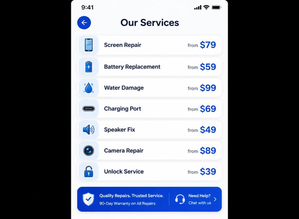Service List — product screenshot